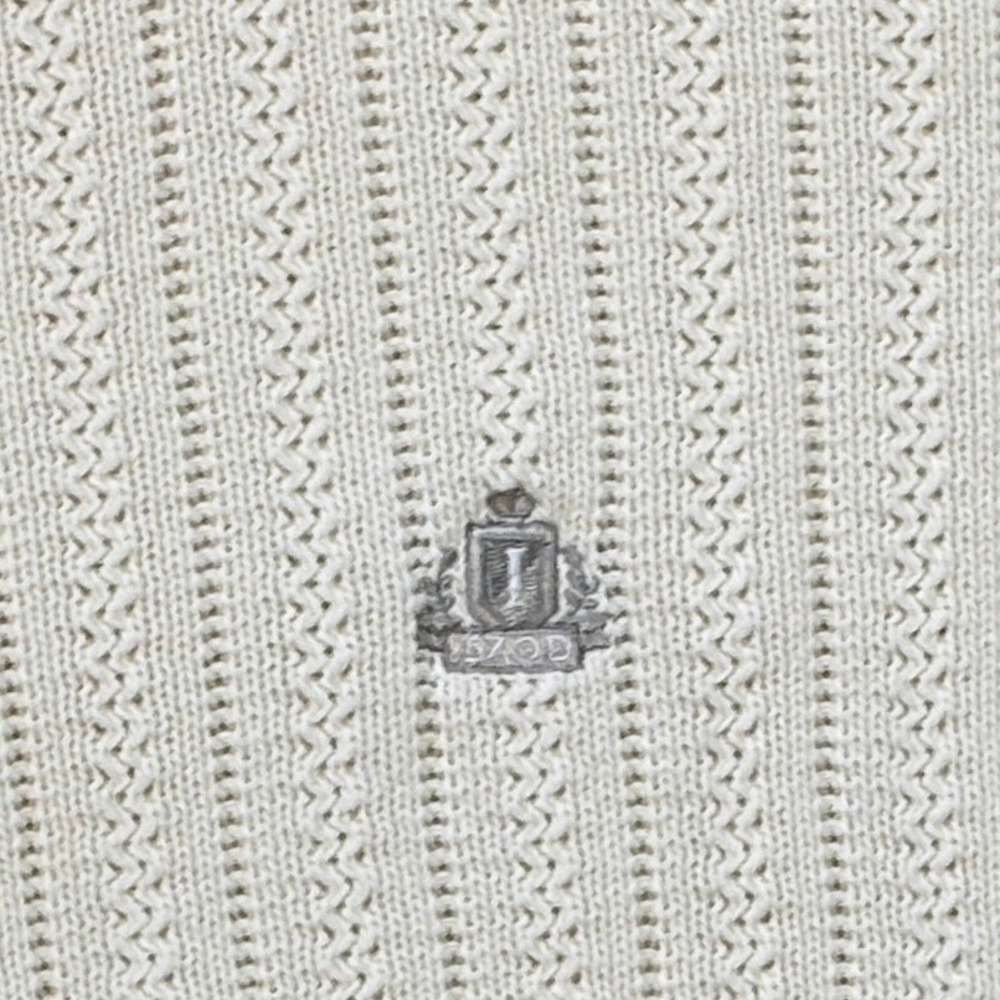 VTG IZOD Ivory Cable Knit Cotton‎ Fisherman Sweater Mens XXL Embroidered Crest - Picture 5 of 6